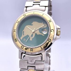 HUNTING WORLD ハンティング ワールド HWM2/123 腕時計 ウォッチ クォーツ quartz デイト コンビ 緑 グリーン 金銀 ゴールド シルバー P457