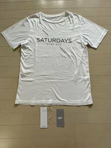 SATURDAYS SURF NYC × BEAMS 別注プリント ロゴ 半袖 Tシャツ ホワイト サイズS