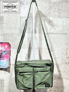  включая доставку PORTER старый TANKER SHOULDER BAG(L) Poe tartan машина сумка на плечо шалфей зеленый 622-08810