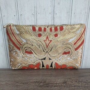  passbook pouch [.*heart] obi remake kimono pouch case hand made .. flower pattern 