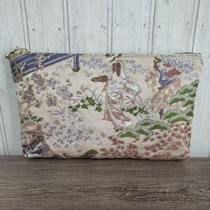  passbook pouch [.*heart] obi remake kimono pouch case hand made scenery era person 