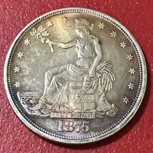 銀貨 1875年　アメリカ 貿易銀 1ドル トレード ダラー 銀貨 イーグル アメリカ合衆国造幣局 サンフランシスコ　硬貨 古銭 貿易銀 コイン