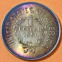 銀貨 1851年　1ドル　インディアンヘッド　アメリカ　一円銀貨　硬貨 古銭 貿易銀 コイン 竜 蔵品　_画像2