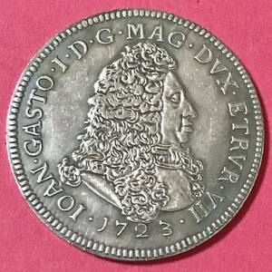 銀貨 1723年　ジャン・ガストーネ　トスカーナ大公トスカーナ大公国　北イタリアに存在した国家 一円銀貨　貿易銀　硬貨　古銭 コイン