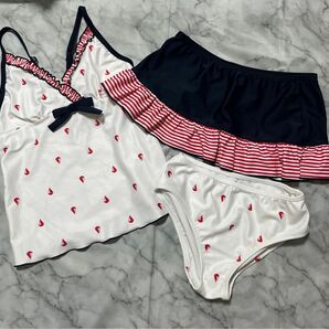 水着 150 女の子 美品 ほぼ未使用 3点セット フリル スカート 記名無し 水泳 スイムウェア ショーツ セパレート