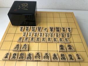 山上作　水無瀬書　将棋彫駒　黄楊　柘植　ツゲ材　将棋駒 大山康晴駒箱付き