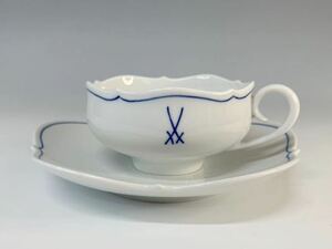 a172[Meissen Meissen wave. .... Mark ] cup & saucer 1 customer tea cup / soup cup Germany 