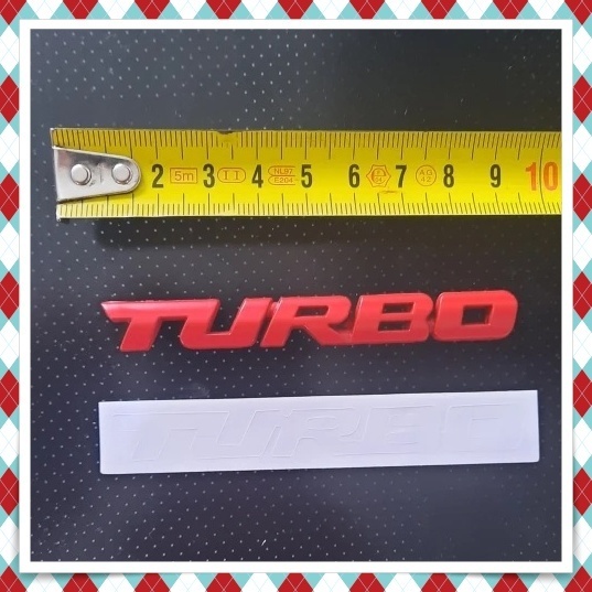 TURBO ターボ エンブレム ロゴ 3D 立体 メッキ レッド 赤文字 ステッカー 両面テープ 金属製 外装 内装 車 カスタムパーツ 汎用品