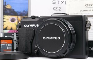 【 新品同様 | 動作保証 】 OLYMPUS STYLUS XZ-2 ブラック 【 純正 自動開閉キャップ・SDカード 8GB 追加付属 】