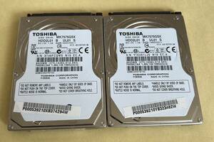 即決 中古 TOSHIBA 750GB×2台 2.5インチ 内蔵ハードディスク CrystalDiskInfoにて確認済み 注意