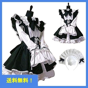 メイド服 ゴスロリ コスプレ衣装 ロリータ ウェイトレス ３点セット (レディース S)