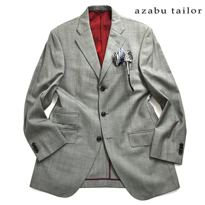 [定価５万] 美品◇ 麻布テーラー azabu tailor 伊製生地 テーラードジャケット メンズL グレー ボルドー ブレザー