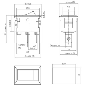 小型ロッカースイッチ 21×15mm 赤 レッド 2pin ON-OFF 1回路 要半田付け 波動/シーソー 電源スイッチの補修などに DIY 電子工作の画像3