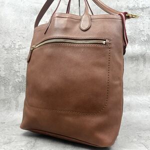 現行/大容量●BALLY バリー 2way トートバッグ 肩掛け ショルダー ビジネス メンズ A4 PC◎ Bロゴ トレスポ レザー 本革 茶 ブラウン 