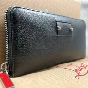  beautiful goods / accessory equipping * Christian Louboutin Christian Louboutin long wallet round fastener panel to-ne Logo leather original leather studs men's 
