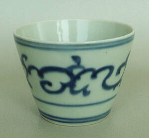 blue and white ceramics Tang .. map soba sake cup 