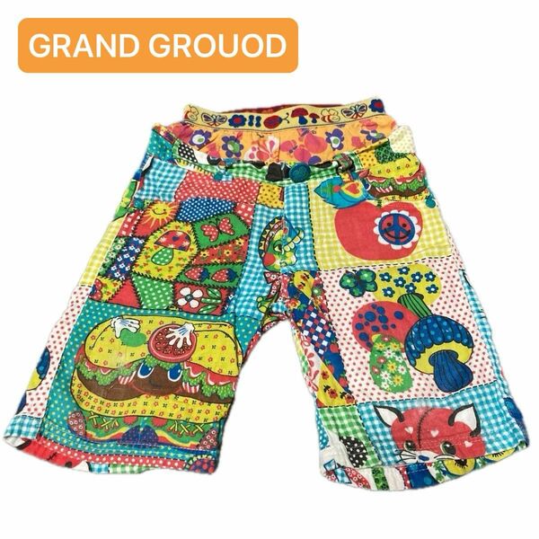 GRAND GROUND ハーフパンツ ショートパンツ パンツ 総柄 マルチカラー　グラグラ　3 総ゴム