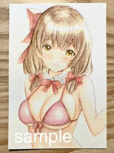 オリジナル ◆ 手描きイラスト ◆ 女の子 【ハガキサイズ水彩紙】SR02