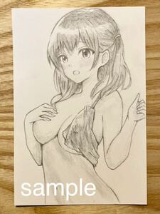  original * hand-drawn illustrations * girl [ post card size ]* pencil sketch * SR09