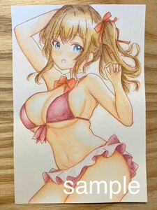 Art hand Auction Original ◆ Hand-drawn illustration ◆ Girl [Postcard size] HB01, Comics, Anime Goods, Hand-drawn illustration