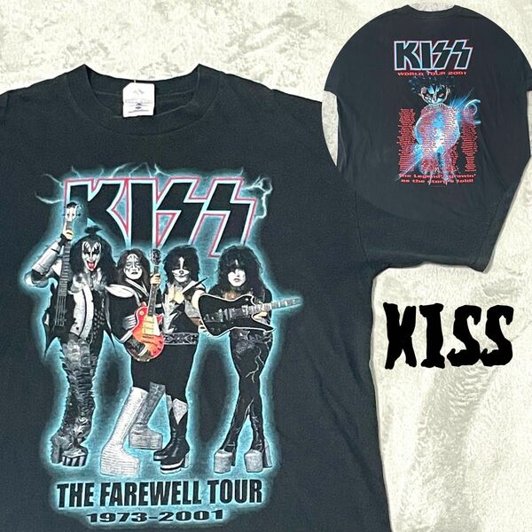 バンドTシャツ キッス KISS farewell tour 1973-2001 world tour ヴィンテージ XL 黒