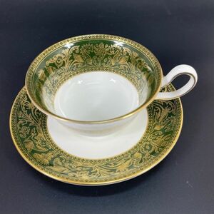 E1060 WEDGWOOD／ウェッジウッド カップ & ソーサー 1客 FLORENTINE フロレンティーン グリーン 長期保管品