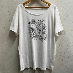 【美品】　お36　Otto Collection/オットーコレクション　半袖カットソー/Tシャツ/半T　size3L　白/ホワイト　プリント　綿100%　匿名配送