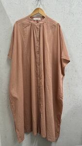 【美品】オ24☆chocol raffine robe ショコラフィネローブ ワンピース sizeF 薄いオレンジ 綿100% ゆったり シャツ M～L ナチュラル系♪