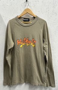 【美品】オ10☆メンズ hysteric ヒステリック ロングTシャツ sizeF 薄い茶 綿100% 日本製 人気ブランド♪ 長袖Tシャツ ロゴプリント 