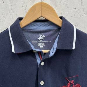 【美品】オ13☆メンズ BEVERLY HILLS POLO CLUB バーバリーヒルズポロクラブ 半袖ポロシャツ LL 紺/ネイビー 人気ブランド おすすめ♪の画像2