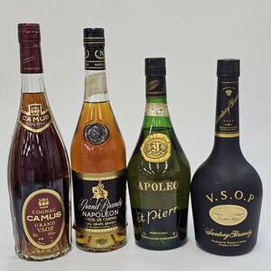 E1323(054)-612/TM3000【千葉県内のみ発送】酒　※同梱不可　4本まとめ　CAMUS GRAND VSOP/NAPOLE GRAND BRANDY/ナポレオン St.Pierre/他