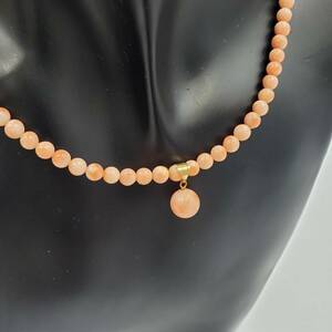 M061-504 necklace .. coral K18 approximately 4.4..- approximately 8.3.. weight : approximately 13.28g lady's accessory 