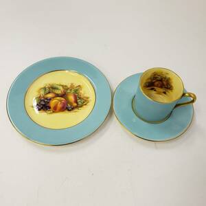 M7958(063)-600/SK5000 AYNSLEY plate 1 sheets cup & saucer 1 customer Aynsley o- tea -do Gold * turquoise tableware 