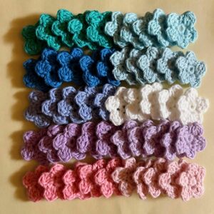 お花のかぎ針編みモチーフマリンカラー50枚 ハンドメイド