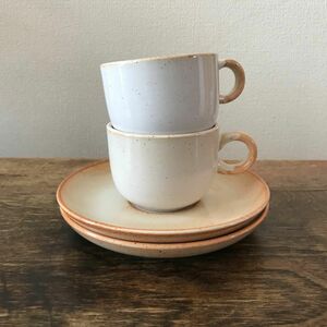 Noritake FOLKSTONE カップ アンド ソーサー 2組 / ノリタケ 昭和レトロ コーヒーカップ ペアセット (B)