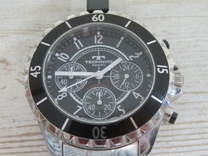 *TECHNOS T3032 wristwatch quartz analogue 3 hands chronograph Keramik Tecnos battery replaced 94687*!!
