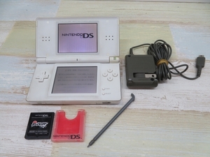 ソフト付★DS Lite ゲーム機器 クリスタルホワイト ポケットモンスター ブラック Nintendo ニンテンドー アダプター付 動作品 94834★！！