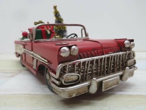 ☆ブリキの車の置物/玩具 オープンカー クリスマスオブジェ USED 95325☆！！