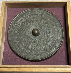  blue copper mirror less . west .. flat Edo era 17 century . after gold . equipment . gold . copper made appreciation . warehouse goods 