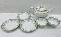 G264-H26-342 Noritake ノリタケ 5770 GLENWOOD 181393 カップ コップ 小皿 取り皿 ソーサー プレート ティーポット 洋食器 6点セット_画像1