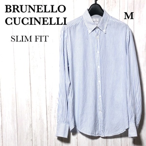 ブルネロクチネリ B.D ストライプ シャツ M BRUNELLO CUCINELLI 長袖