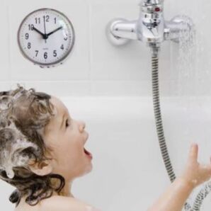 浴室用　時計　バスクロック　ホワイト　吸盤　便利　かわいい　防水　