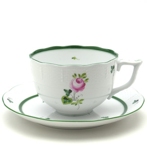 Art hand Auction Herend Vienna Rose Breakfast Cup (grande) et soucoupe en porcelaine peinte à la main Western Tableware Milk Cup Brand New Made in Hongrie Herend, Ustensiles à thé, tasse et soucoupe, Tasse à thé