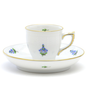 Art hand Auction Herend Tasse à expresso (00729) et soucoupe Myosotis Porcelaine peinte à la main Vaisselle de style occidental Tasse Moka Vaisselle à motif floral Fabriqué en Hongrie Tout neuf Herend, Ustensiles à thé, tasse et soucoupe, Tasse à demi-tasse