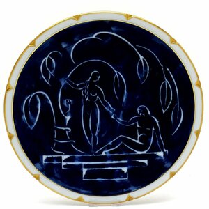 セーブル 絵皿 飾り皿 ドーラ アダムとイブ図(プレーンエッジ) ハンドメイド 手描き 硬質磁器製 皿 2007年復刻 フランス製 新品 Sevres