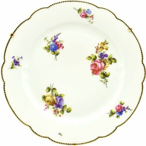 Art hand Auction Sevres Duplessis plate with 18th century floral design, hand painted, new hard porcelain, Western tableware, dinner plate, made in France, brand new, furniture, interior, Interior accessories, others