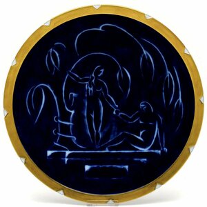 Art hand Auction Sevres dekorativer Teller Dora Adam und Eva (Goldrand) Handgemachter handbemalter Teller aus Hartporzellan Neuauflage 2007 Hergestellt in Frankreich Brandneu Sevres, Kunstwerk, Malerei, Andere