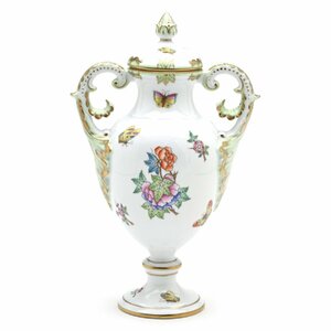 ヘレンド ヴィクトリアブーケ装飾バリエーション 花瓶(06492) ファンシーベース 手描き 蓋付き飾り壺 飾り物 ハンガリー製 新品 Herend
