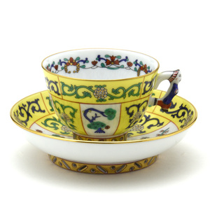 Art hand Auction Herend Mokkatasse & Untertasse Xi'an Gelb Durchbrochenes Handgefertigtes handbemaltes Geschirr Mandarin Dekoration Mokkatasse Made in Hungary Brandneu Herend, Tee-Utensilien, Tasse und Untertasse, Mokkatasse