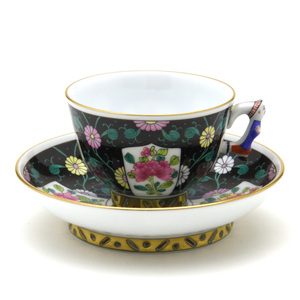Art hand Auction Herend Demitasse Cup & Saucer, Black of Xi'an, Openwork, Handmade, Hand-painted, Signed by Master Painter, Brand New, Made in Hungary, Herend, Tea utensils, Cup and saucer, Demitasse cup
